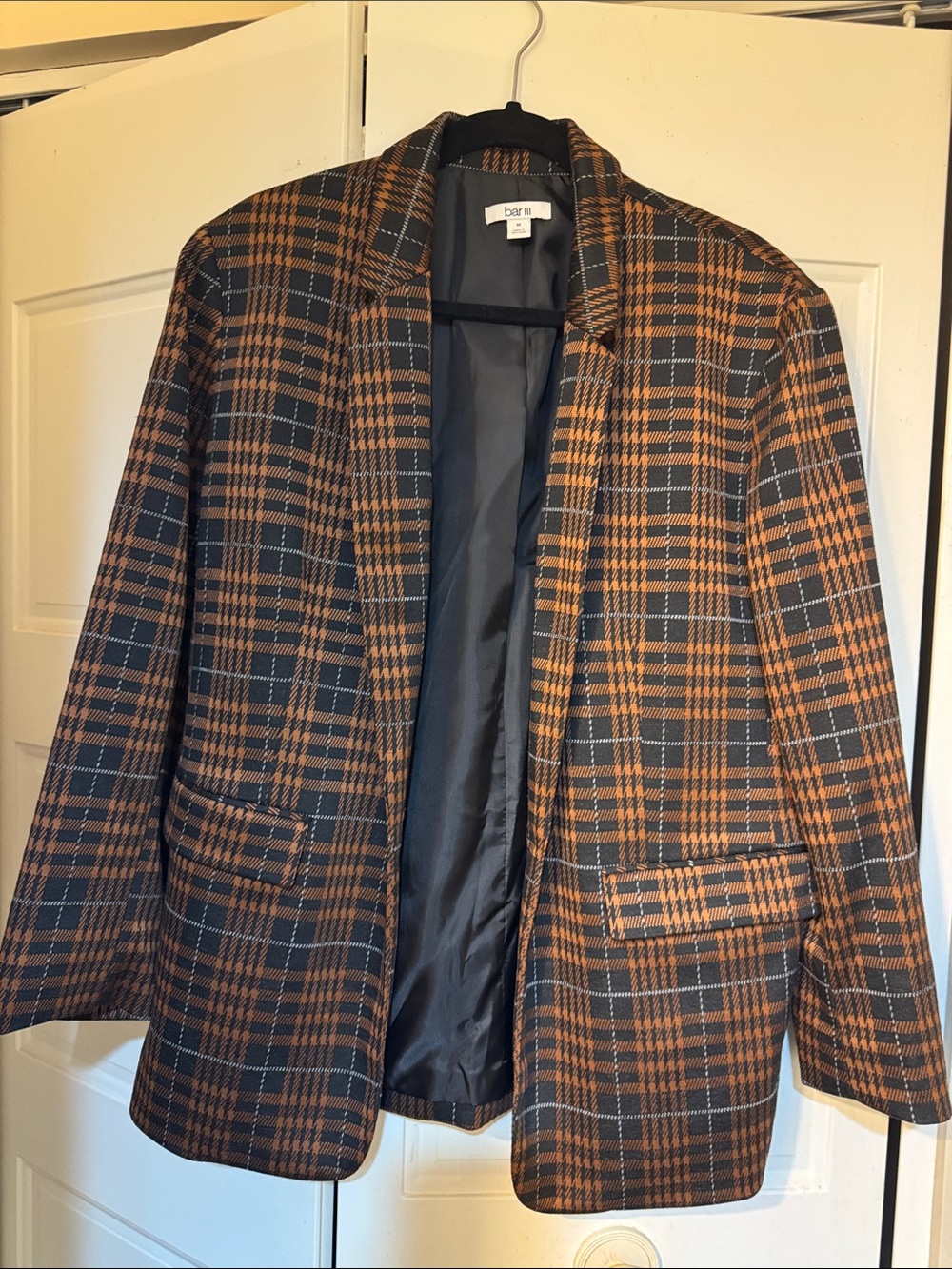 Bar III Black and Brown Plaid Sport Coat